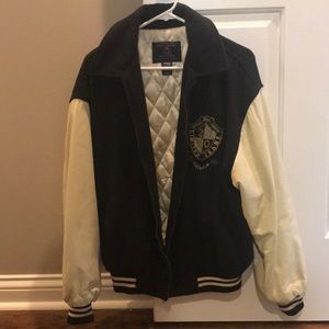 Vintage letterman style jacket. 100% leather